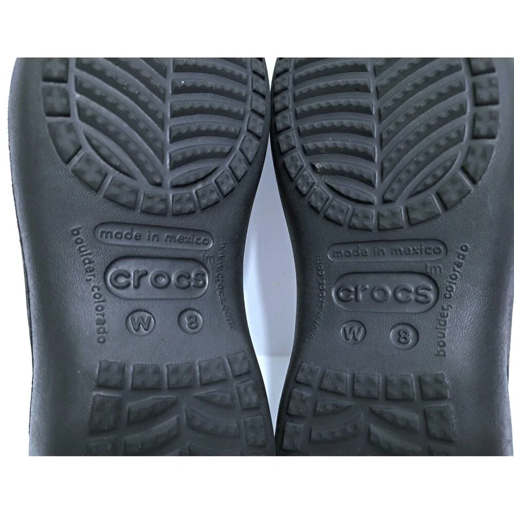 Crocs Kadee Ballerina Flats Womens Size 8 Black Rubber Slip On Casual Shoes